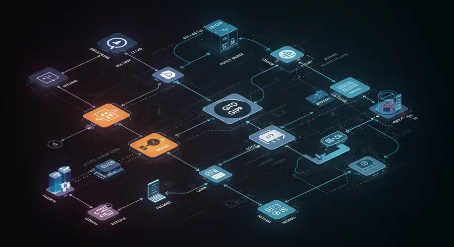 Abstract representation of GitOps workflow automation